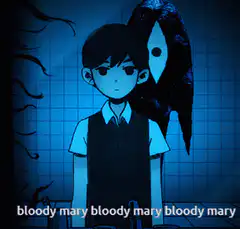 Bloody Mary ghost behind boy