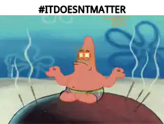 Patrick Star meditating with glowing eyes