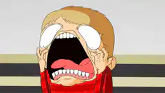 Cartoon boy screaming with hands on face