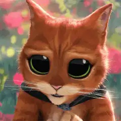 Sad orange cat with big eyes