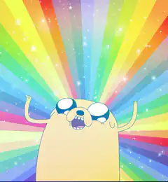 Jake the Dog with Rainbow Background
