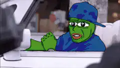 Pepe the Frog in a car