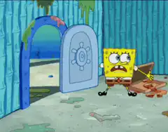 SpongeBob screaming with a broken spatula