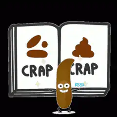 Poop emoji reading a book of craps