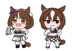 Horse Girls Drinking and Holding Towel