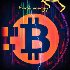Bitcoin logo with lightning and glitch effects