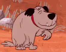 Scooby-Doo laughing and licking paw