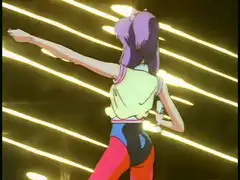 anime girl dancing with light streaks