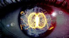 Glowing lightbulb inside an eye