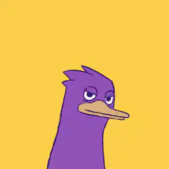 Purple bird holding heart with GM text