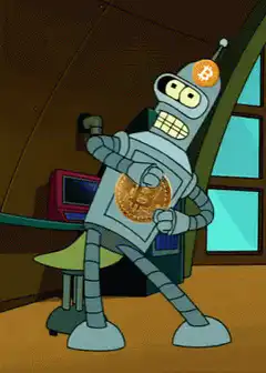 Bender dancing with Bitcoin