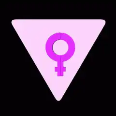 Pink triangle with female symbol rotating