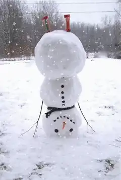 snowman with ketchup bottles