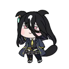 Chibi character with black hair and blue uniform
