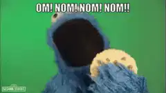 Cookie Monster eating cookie