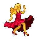Pixel art woman dancing in red dress