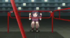anime girl behind red bars
