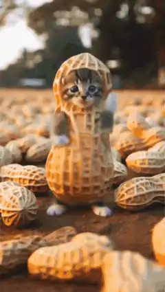 kitten in peanut costume dancing