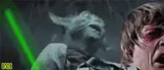 Yoda and Luke Skywalker screaming