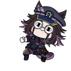 chibi catgirl police officer dancing