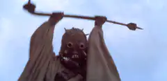 Tusken Raider raising spear