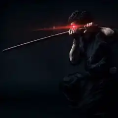 Man with glowing red sword