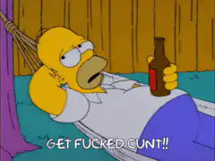 Homer Simpson drinking beer in hammock