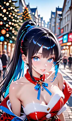 Anime girl in Christmas outfit
