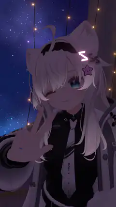 anime girl peace sign under stars