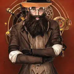 Steampunk man laser eyes