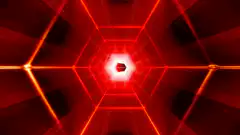 Red neon hexagonal tunnel loop