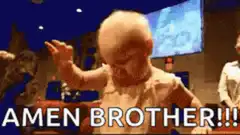 Toddler dancing with 'Amen Brother' caption