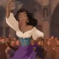 Esmeralda dancing in the crowd