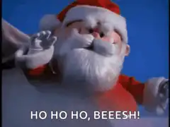 Santa Claus saying ho ho ho beesh