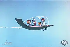 George Jetson gives Elroy a space helmet