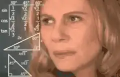 Woman looking confused at math formulas