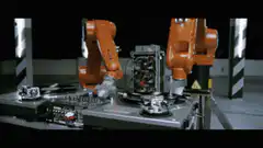 Robot arms DJing on turntables