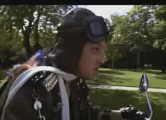 Biker guy face distortion