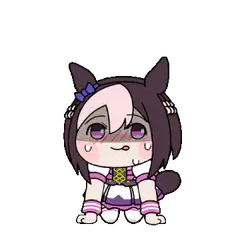 Chibi horse girl blushing and sweating