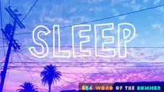 SLEEP neon text over sunset sky