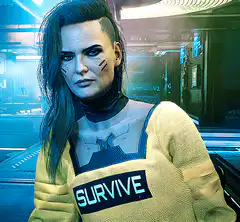 Cyberpunk woman with SURVIVE shirt