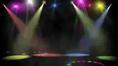 Colorful stage spotlights and disco lights