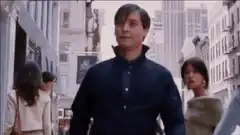 Peter Parker walking through crowd