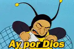 Bee character screaming Ay por Dios