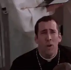 Priest screaming in pain
