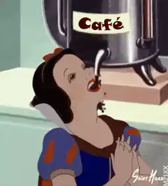 Snow drinking from a coffee machine