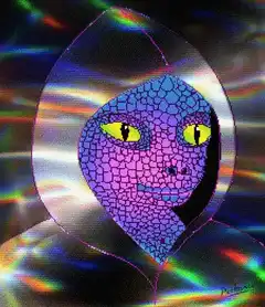 Color shifting mosaic alien