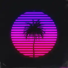 retro synthwave sunset palm tree