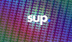 Sup logo on rainbow background