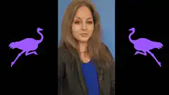 Woman counting on fingers with purple ostriches